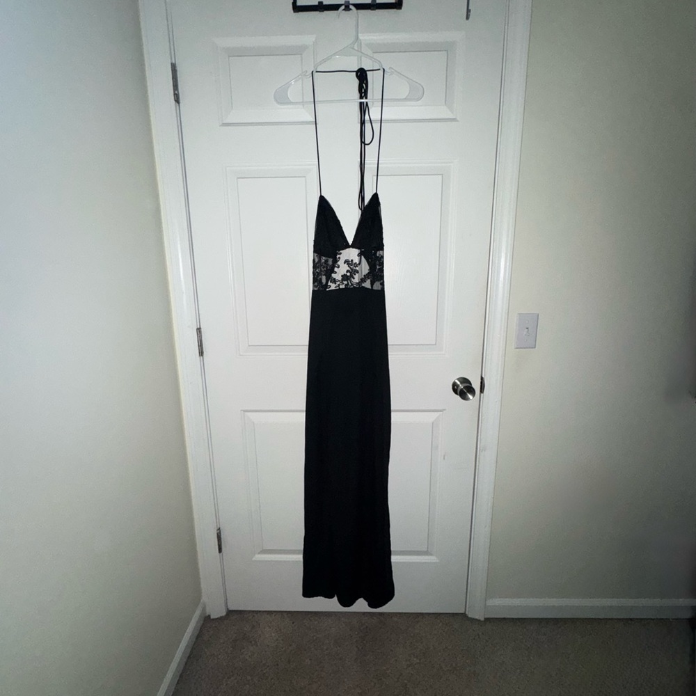 Lucy in the Sky Black Backless Lace Dress